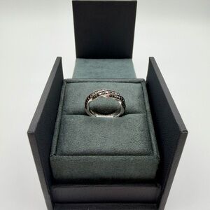 David Yurman 6mm cable edge band sterling silver & black diamonds size US 8 3/4